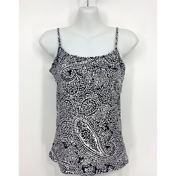 Ann Taylor Loft black and white paisley print camisole tank top - Picture 1 of 4